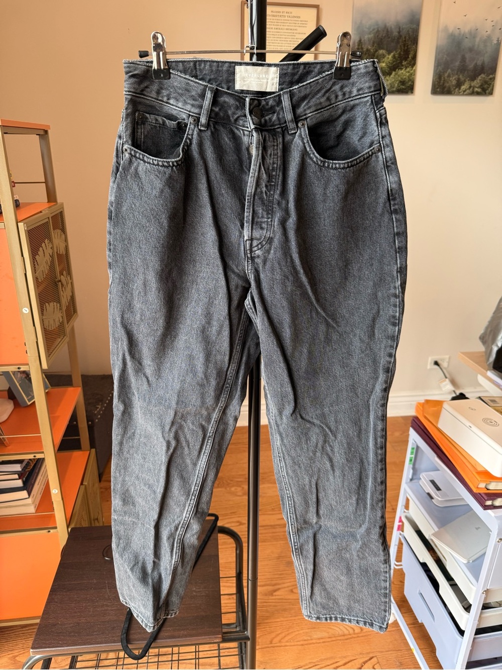 Everlane Curvy Straight-Legged Washed Black High-Rise Jeans